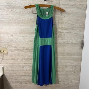 Boho Green and Blue Halter Short Dress Size Small/XSmall